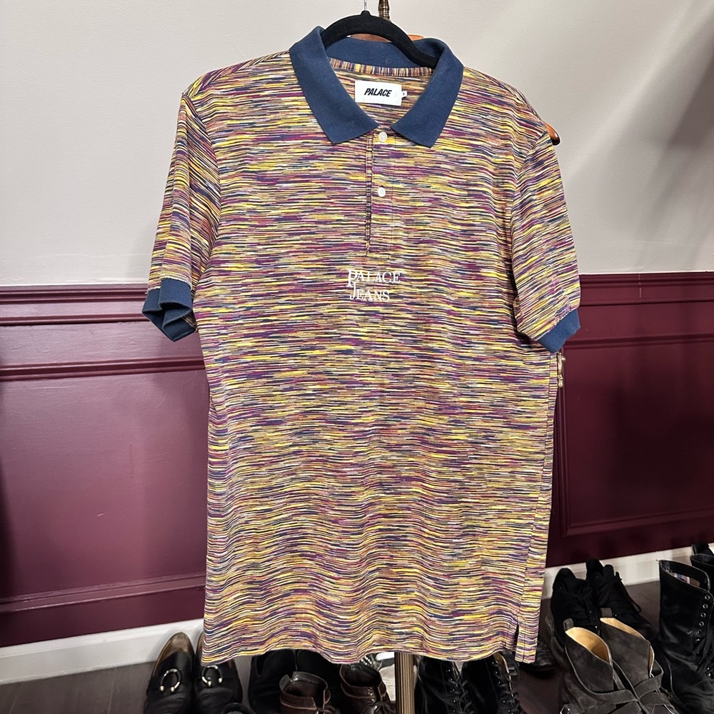 PALACE space yarn “Palace Jeans” embroidered logo multicolor polo shirt